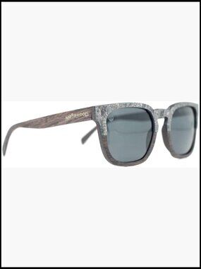Handcrafted Wood Square Sunglasses with Stone Detail, Polarized Lenses